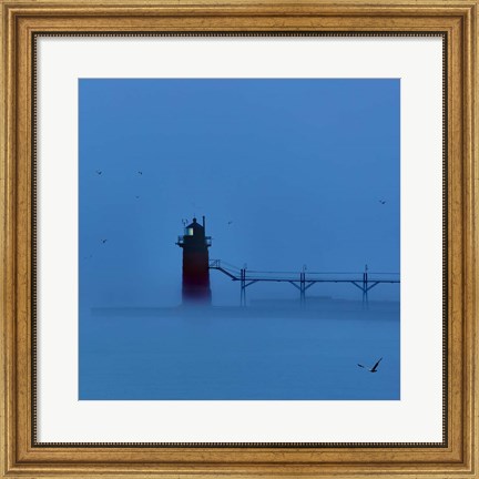 Framed Lighthouse at Night II Print