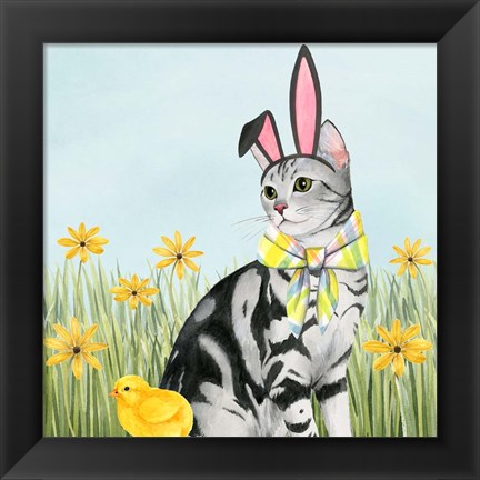 Framed Easter Cats III Print