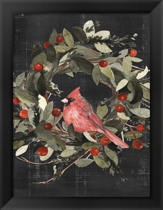 Framed Christmas Cardinal I Print