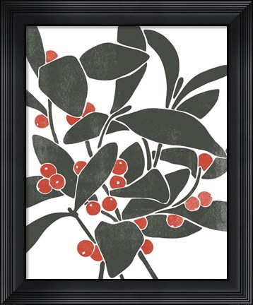 Framed Colorblock Berry Branch I Print