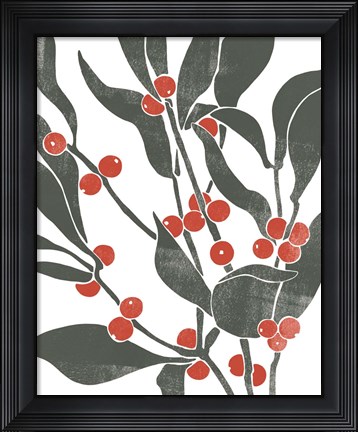 Framed Colorblock Berry Branch II Print