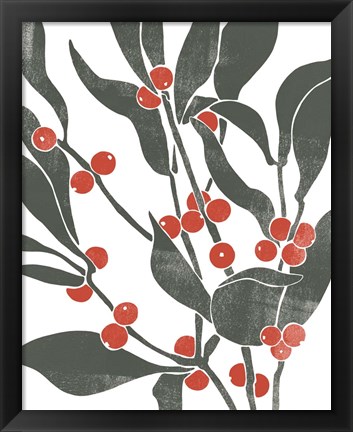 Framed Colorblock Berry Branch II Print