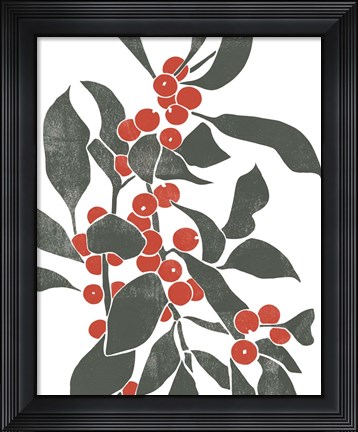 Framed Colorblock Berry Branch IV Print