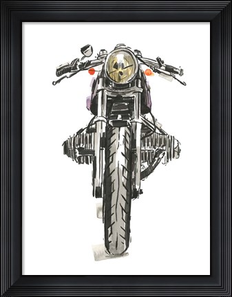 Framed Motorcycles in Ink II Print