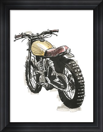 Framed Motorcycles in Ink III Print