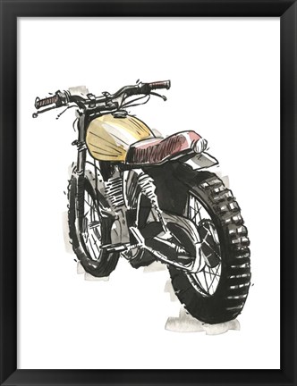 Framed Motorcycles in Ink III Print