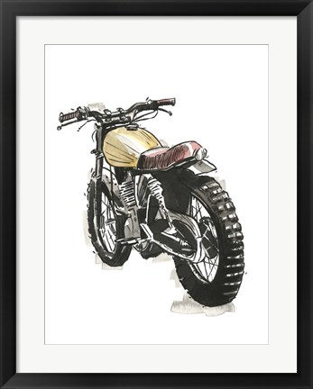 Framed Motorcycles in Ink III Print
