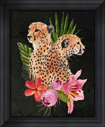Framed Cheetah Bouquet I Print