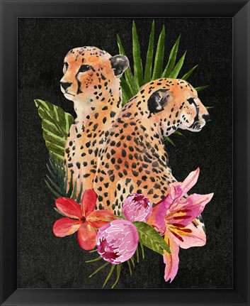 Framed Cheetah Bouquet I Print