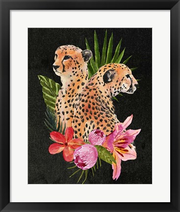 Framed Cheetah Bouquet I Print