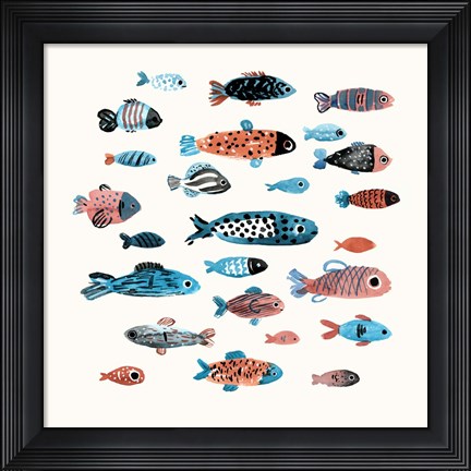 Framed Fish School I Print