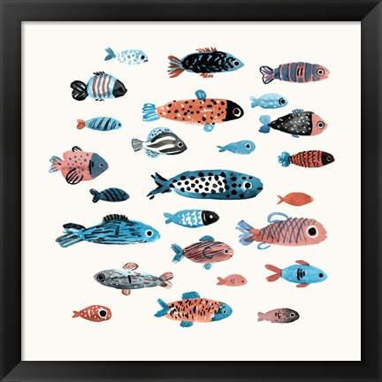 Framed Fish School I Print