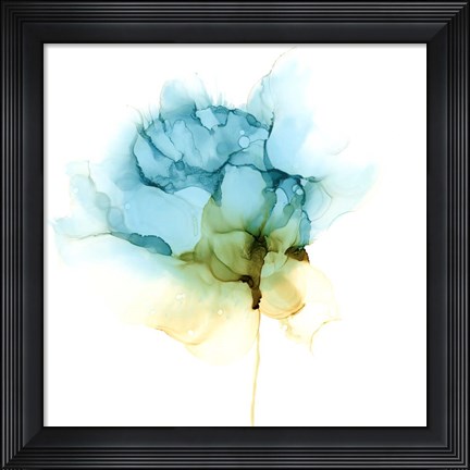 Framed Blooming Cyan I Print