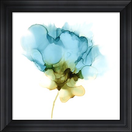 Framed Blooming Cyan II Print