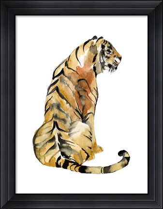 Framed Sitting Tiger I Print