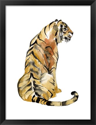 Framed Sitting Tiger I Print