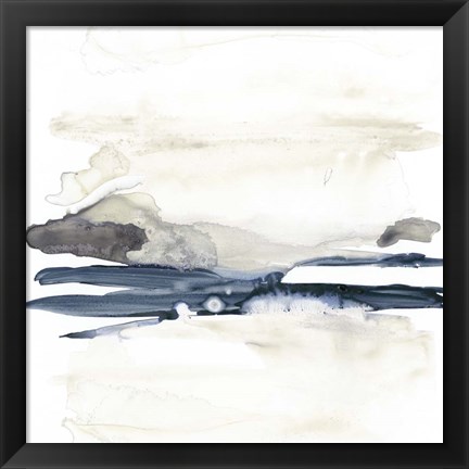 Framed Navy Horizon Line II Print