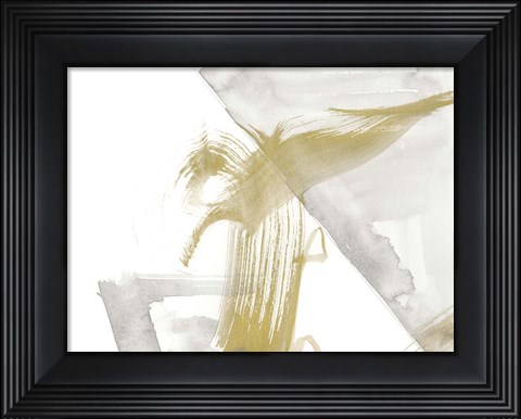 Framed Gold &amp; Grey Exploration I Print