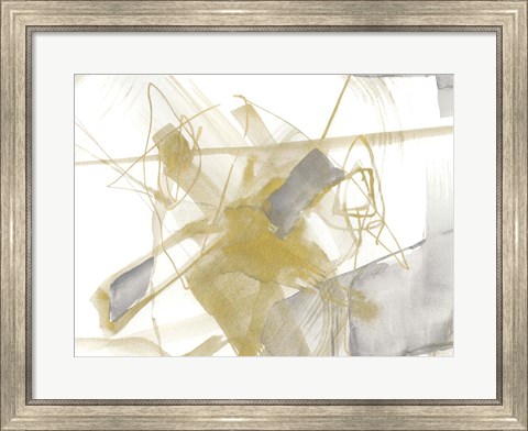 Framed Gold &amp; Grey Exploration V Print