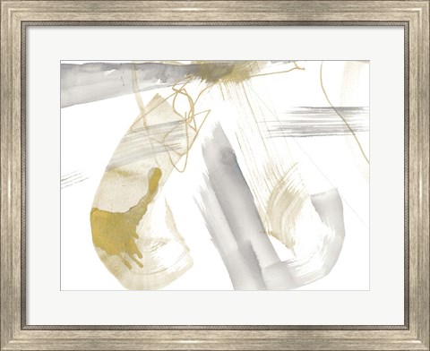 Framed Gold &amp; Grey Exploration VIII Print