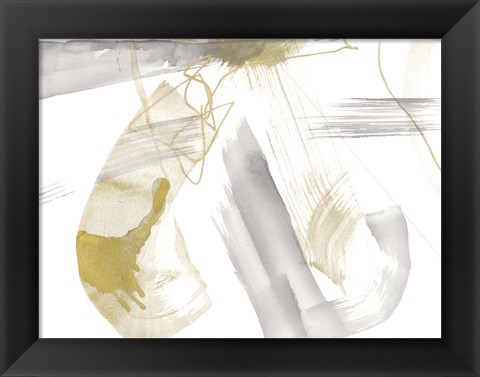 Framed Gold &amp; Grey Exploration VIII Print