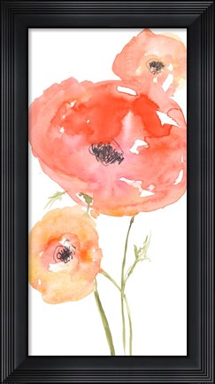 Framed Neon Poppies I Print