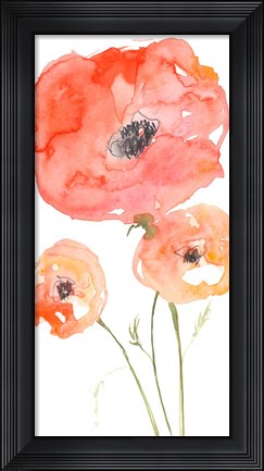 Framed Neon Poppies II Print