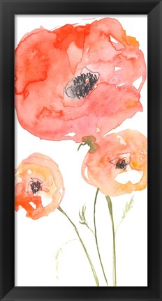 Framed Neon Poppies II Print