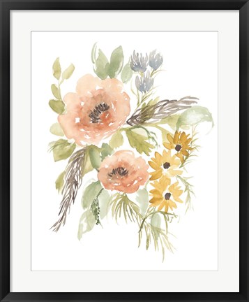 Framed Late Summer Flowers I Print