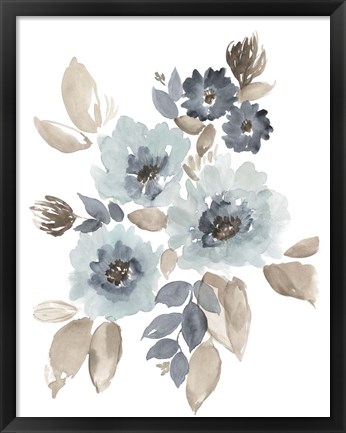 Framed Blue &amp; Chocolate Cascade I Print