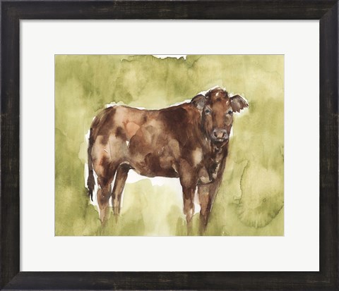 Framed Cow in the Field I Print