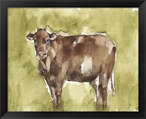 Framed Cow in the Field II Print