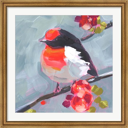 Framed Brushstroke Bird I Print