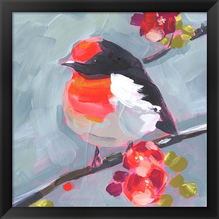 Framed Brushstroke Bird I Print