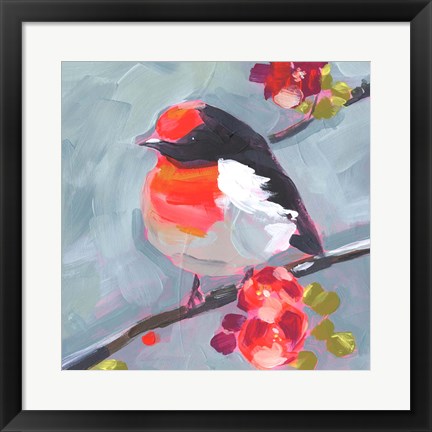 Framed Brushstroke Bird I Print