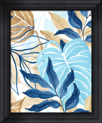 Framed Blue Jungle I Print