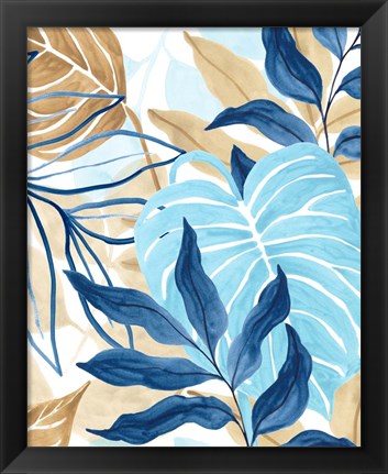 Framed Blue Jungle I Print