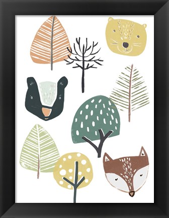 Framed Woodland Faces I Print