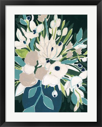 Framed Blue Bloom Sketch I Print