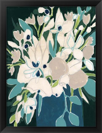 Framed Blue Bloom Sketch II Print