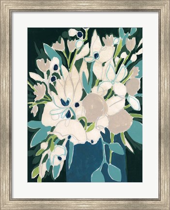 Framed Blue Bloom Sketch II Print