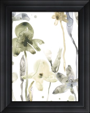 Framed Stone Moss Stems VI Print