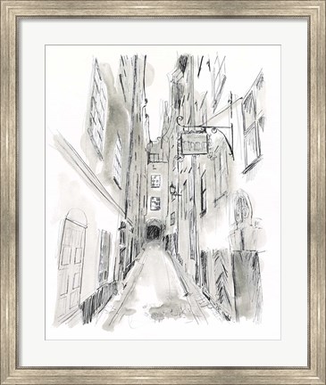 Framed European City Sketch I Print