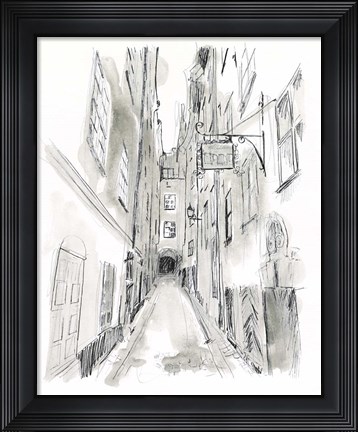 Framed European City Sketch I Print