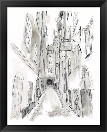 Framed European City Sketch I Print