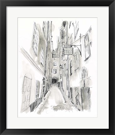 Framed European City Sketch I Print