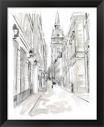 Framed European City Sketch III Print