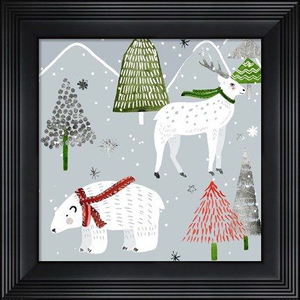 Framed Stars &amp; Snowflakes I Print