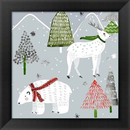 Framed Stars &amp; Snowflakes I Print