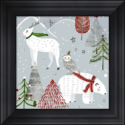 Framed Stars &amp; Snowflakes III Print